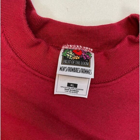 VINTAGE Fruit Of The Loom Blank Crewneck Sweatshirt Men XL Red 90s - Picture 3 of 4